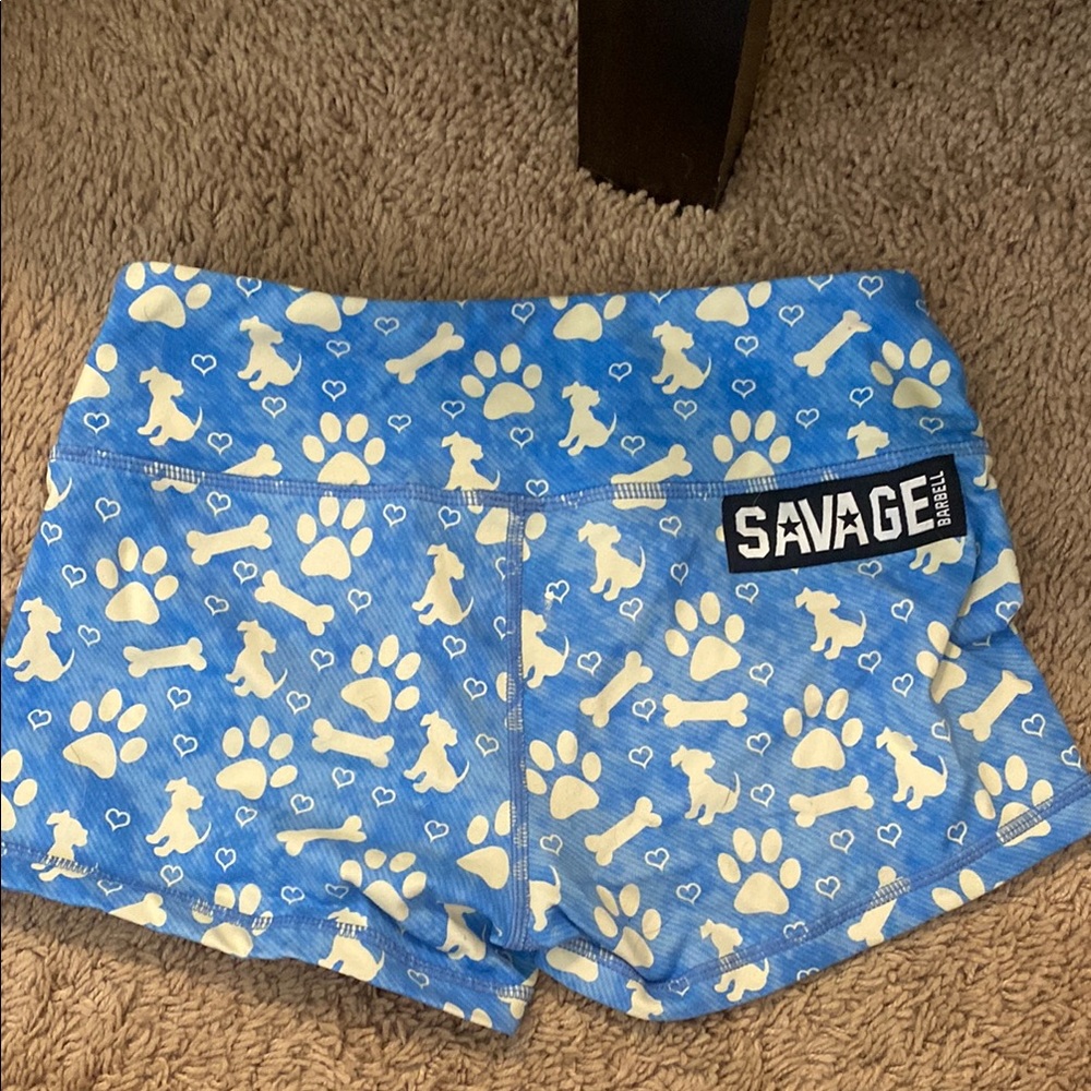 Savage barbell Blue Dog Print Shorts